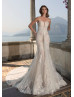 Beaded Strapless Lace Tulle Glitter Wedding Dress